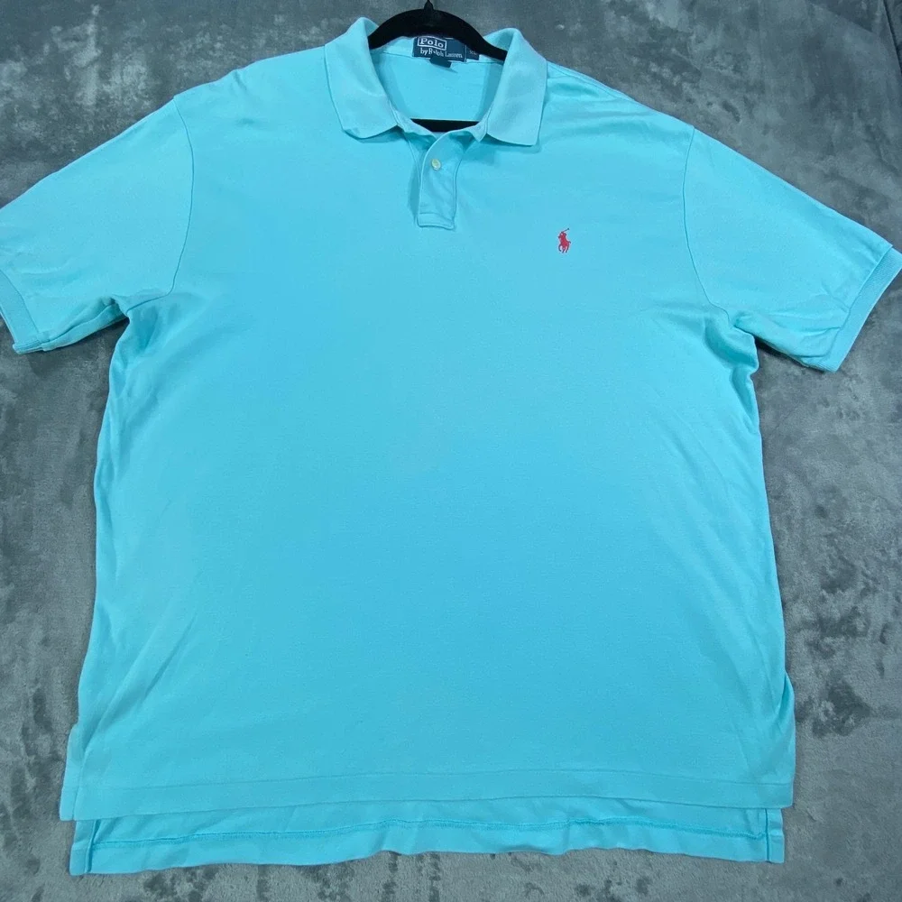 Vintage Ralph Lauren Shirt Mens XL Blue Casual‎ Retro 90s Red Pony Golf Preppy